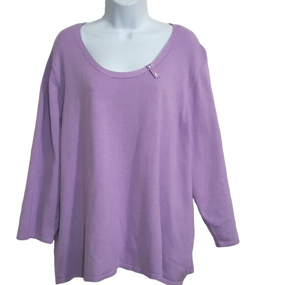Apt 9 Womens Blouse Stretch Knit Top 3X Purple 3/4 Sleeve - Picture 1 of 9